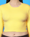 T.T. Women|Stylish Crop Top|Ribbed Slim Fit Full Sleeve Round Neck Trendy Casual Wear Top|Stretchable Cotton Fabric|Tshirt|Top||Yellow