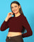 T.T. Women|Stylish Crop Top|Ribbed Slim Fit Full Sleeve Round Neck Trendy Casual Wear Top|Stretchable Cotton Fabric|Tshirt|Top||Maroon