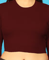 T.T. Women|Stylish Crop Top|Ribbed Slim Fit Full Sleeve Round Neck Trendy Casual Wear Top|Stretchable Cotton Fabric|Tshirt|Top||Maroon