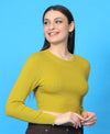 T.T. Women|Stylish Crop Top|Ribbed Slim Fit Full Sleeve Round Neck Trendy Casual Wear Top|Stretchable Cotton Fabric|Tshirt|Top||Light Green