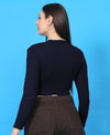 T.T. Women|Stylish Crop Top|Ribbed Slim Fit Full Sleeve Round Neck Trendy Casual Wear Top|Stretchable Cotton Fabric|Tshirt|Top||Navy