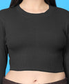 T.T. Women|Stylish Crop Top|Ribbed Slim Fit Full Sleeve Round Neck Trendy Casual Wear Top|Stretchable Cotton Fabric|Tshirt|Top||D.Grey