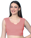 T.T. Women|Ribbed Crop Top|Sleeveless Notch Neck Slim Fit Aesthetic Streetwear Top|Stretchable Cotton Fabric|Tshirt|Top||Peach