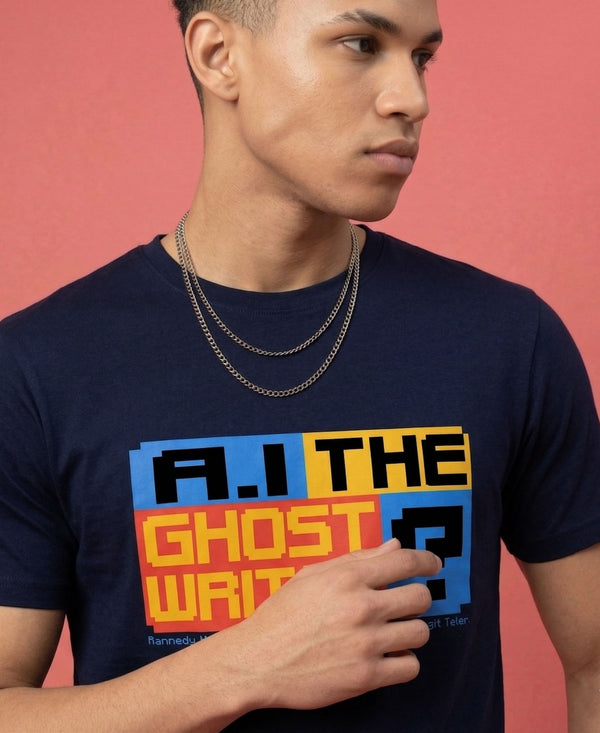 T.T. Men|Graphics Printed Tshirts For Men|Eco Friendly Fabric|Round Neck|Half Sleeves|Cotton Blended Tees For Men|Regular Fit|Big Print|Navy