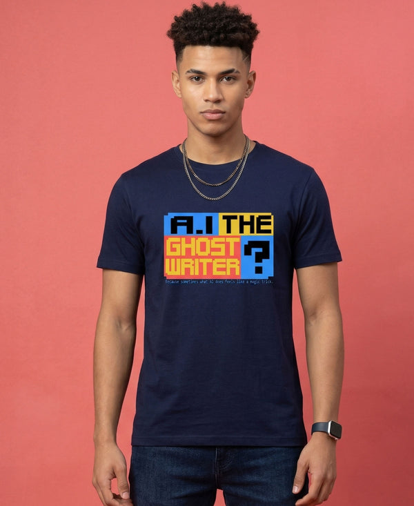 T.T. Men|Graphics Printed Tshirts For Men|Eco Friendly Fabric|Round Neck|Half Sleeves|Cotton Blended Tees For Men|Regular Fit|Big Print|Navy