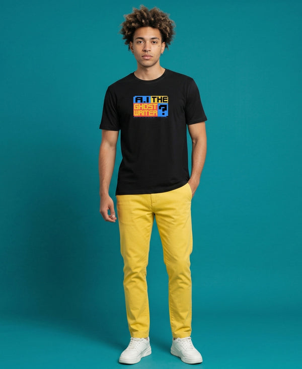T.T. Men|Graphics Printed Tshirts For Men|Eco Friendly Fabric|Round Neck|Half Sleeves|Cotton Blended Tees For Men|Regular Fit|Big Print|Black