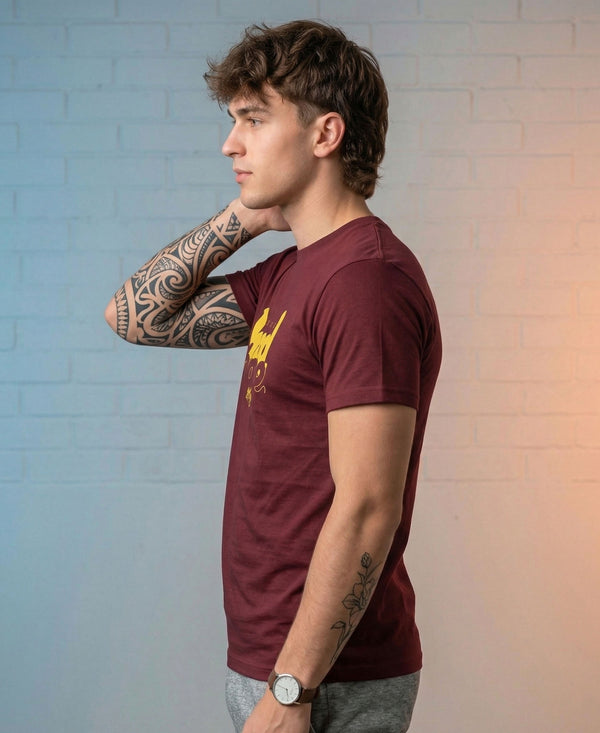 T.T. Men|Graphics Printed Tshirts For Men|Eco Friendly Fabric|Round Neck|Half Sleeves|Cotton Blended Tees For Men|Regular Fit|Big Print|Maroon