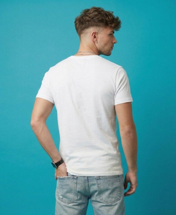 T.T. Men|Graphics Printed Tshirts For Men|Eco Friendly Fabric|Round Neck|Half Sleeves|Cotton Blended Tees For Men|Regular Fit|Big Print|White