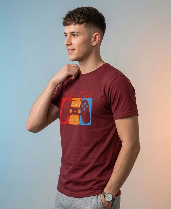 T.T. Men|Graphics Printed Tshirts For Men|Eco Friendly Fabric|Round Neck|Half Sleeves|Cotton Blended Tees For Men|Regular Fit|Big Print|Maroon