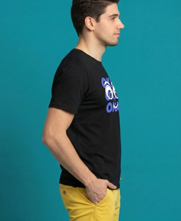 T.T. Men|Graphics Printed Tshirts For Men|Eco Friendly Fabric|Round Neck|Half Sleeves|Cotton Blended Tees For Men|Regular Fit|Big Print|Black