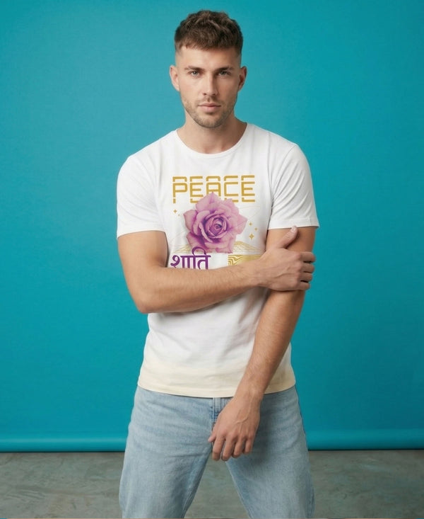 T.T. Men|Graphics Printed Tshirts For Men|Eco Friendly Fabric|Round Neck|Half Sleeves|Cotton Blended Tees For Men|Regular Fit|Big Print|White
