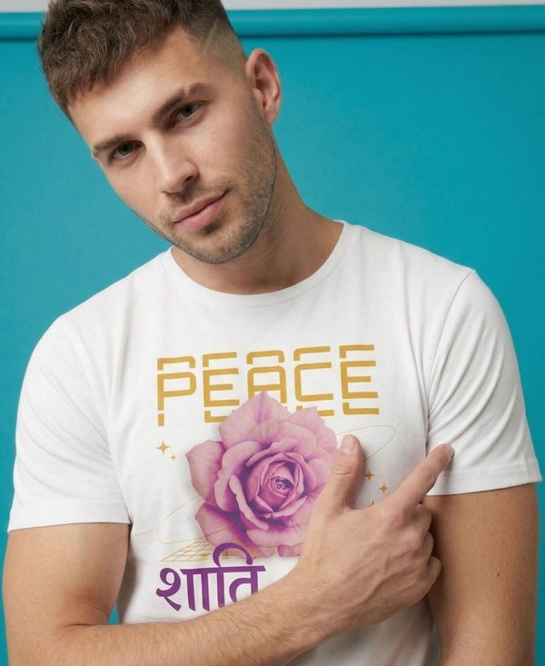 T.T. Men|Graphics Printed Tshirts For Men|Eco Friendly Fabric|Round Neck|Half Sleeves|Cotton Blended Tees For Men|Regular Fit|Big Print|White