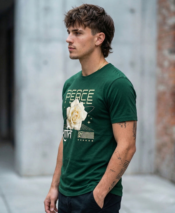 T.T. Men|Graphics Printed Tshirts For Men|Eco Friendly Fabric|Round Neck|Half Sleeves|Cotton Blended Tees For Men|Regular Fit|Big Print|Olive
