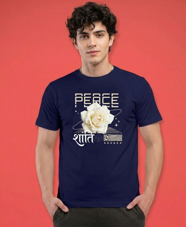 T.T. Men|Graphics Printed Tshirts For Men|Eco Friendly Fabric|Round Neck|Half Sleeves|Cotton Blended Tees For Men|Regular Fit|Big Print|Navy