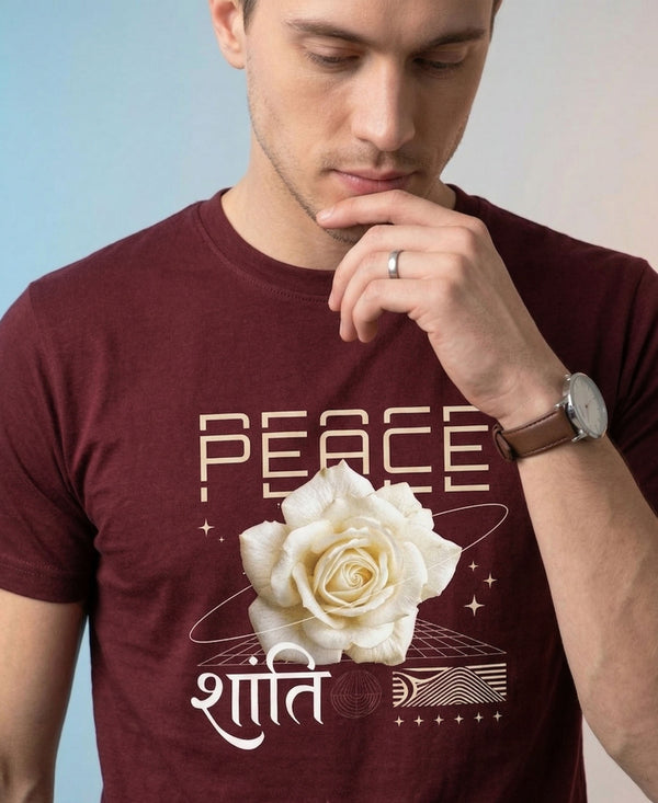 T.T. Men|Graphics Printed Tshirts For Men|Eco Friendly Fabric|Round Neck|Half Sleeves|Cotton Blended Tees For Men|Regular Fit|Big Print|Maroon