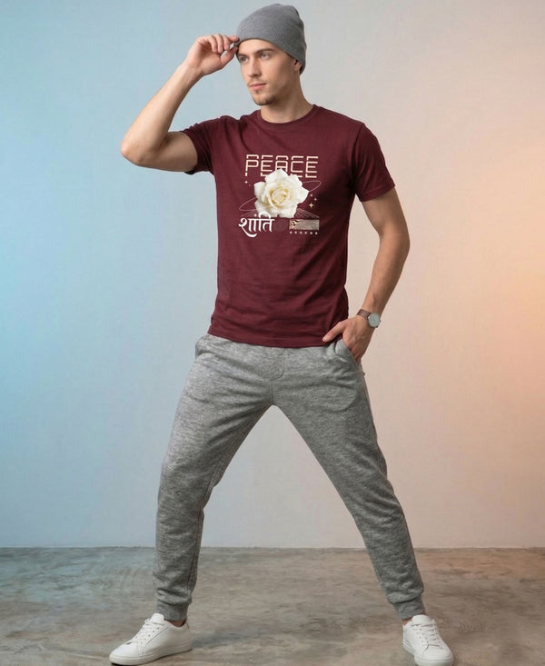 T.T. Men|Graphics Printed Tshirts For Men|Eco Friendly Fabric|Round Neck|Half Sleeves|Cotton Blended Tees For Men|Regular Fit|Big Print|Maroon
