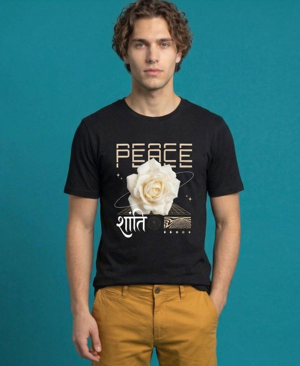T.T. Men|Graphics Printed Tshirts For Men|Eco Friendly Fabric|Round Neck|Half Sleeves|Cotton Blended Tees For Men|Regular Fit|Big Print|Black