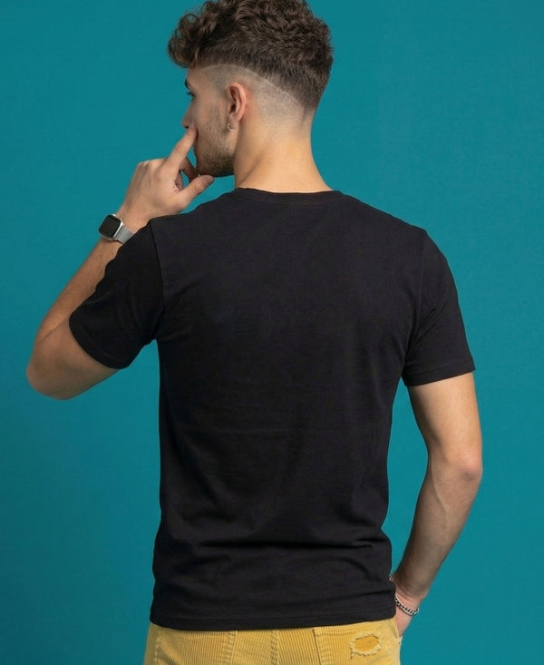 T.T. Men|Graphics Printed Tshirts For Men|Eco Friendly Fabric|Round Neck|Half Sleeves|Cotton Blended Tees For Men|Regular Fit|Big Print|Black