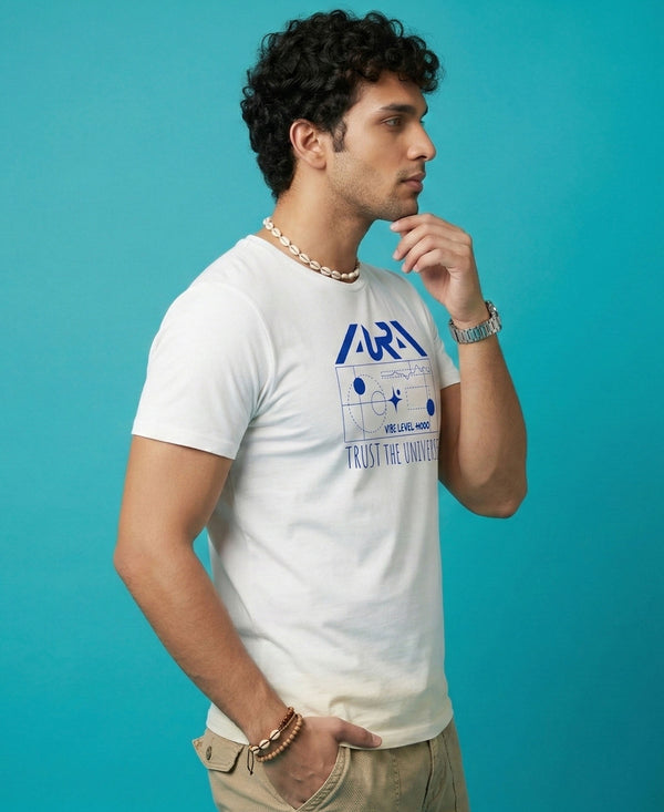 T.T. Men|Graphics Printed Tshirts For Men|Eco Friendly Fabric|Round Neck|Half Sleeves|Cotton Blended Tees For Men|Regular Fit|Big Print|White