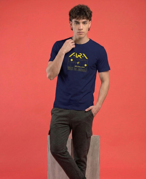 T.T. Men|Graphics Printed Tshirts For Men|Eco Friendly Fabric|Round Neck|Half Sleeves|Cotton Blended Tees For Men|Regular Fit|Big Print|Navy