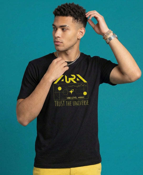 T.T. Men|Graphics Printed Tshirts For Men|Eco Friendly Fabric|Round Neck|Half Sleeves|Cotton Blended Tees For Men|Regular Fit|Big Print|Black