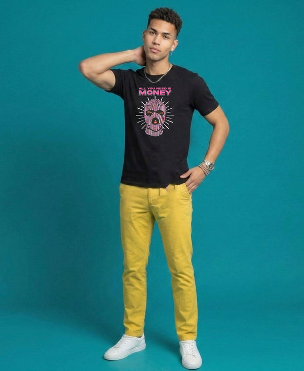 T.T. Men|Graphics Printed Tshirts For Men|Eco Friendly Fabric|Round Neck|Half Sleeves|Cotton Blended Tees For Men|Regular Fit|Big Print|Black