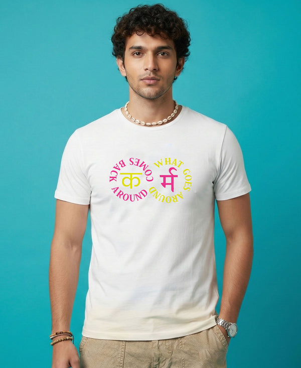 T.T. Men|Graphics Printed Tshirts For Men|Eco Friendly Fabric|Round Neck|Half Sleeves|Cotton Blended Tees For Men|Regular Fit|Big Print|White