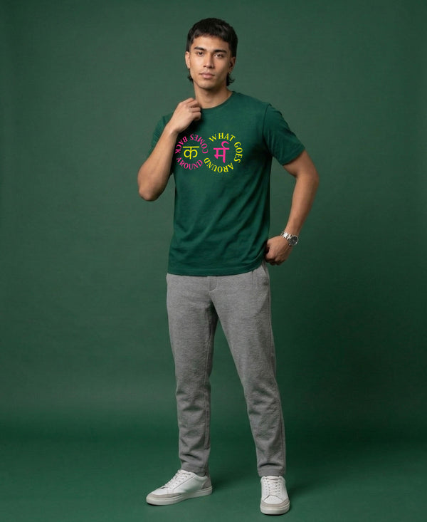 T.T. Men|Graphics Printed Tshirts For Men|Eco Friendly Fabric|Round Neck|Half Sleeves|Cotton Blended Tees For Men|Regular Fit|Big Print|Olive