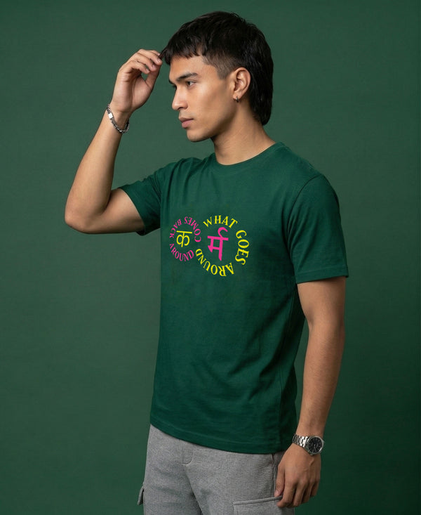 T.T. Men|Graphics Printed Tshirts For Men|Eco Friendly Fabric|Round Neck|Half Sleeves|Cotton Blended Tees For Men|Regular Fit|Big Print|Olive