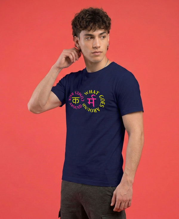 T.T. Men|Graphics Printed Tshirts For Men|Eco Friendly Fabric|Round Neck|Half Sleeves|Cotton Blended Tees For Men|Regular Fit|Big Print|Navy