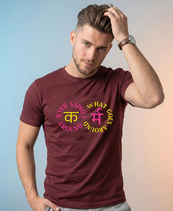 T.T. Men|Graphics Printed Tshirts For Men|Eco Friendly Fabric|Round Neck|Half Sleeves|Cotton Blended Tees For Men|Regular Fit|Big Print|Maroon