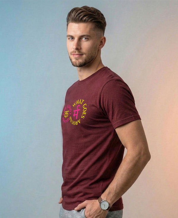 T.T. Men|Graphics Printed Tshirts For Men|Eco Friendly Fabric|Round Neck|Half Sleeves|Cotton Blended Tees For Men|Regular Fit|Big Print|Maroon