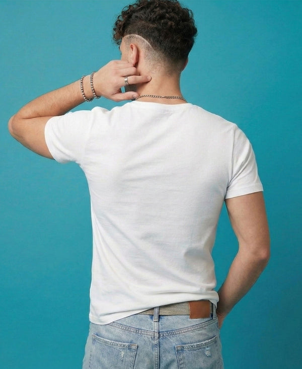 T.T. Men|Graphics Printed Tshirts For Men|Eco Friendly Fabric|Round Neck|Half Sleeves|Cotton Blended Tees For Men|Regular Fit|Big Print|White