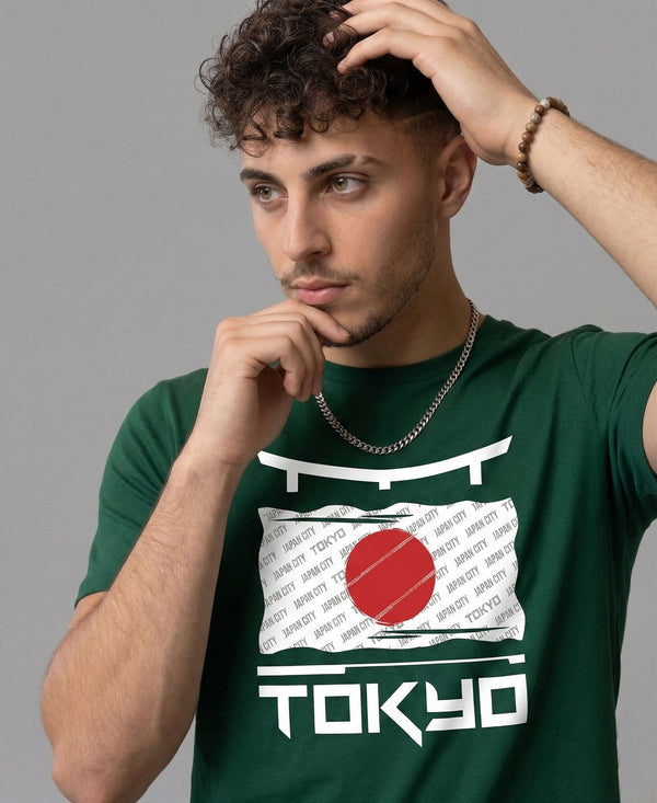 T.T. Men|Graphics Printed Tshirts For Men|Eco Friendly Fabric|Round Neck|Half Sleeves|Cotton Blended Tees For Men|Regular Fit|Big Print|Olive