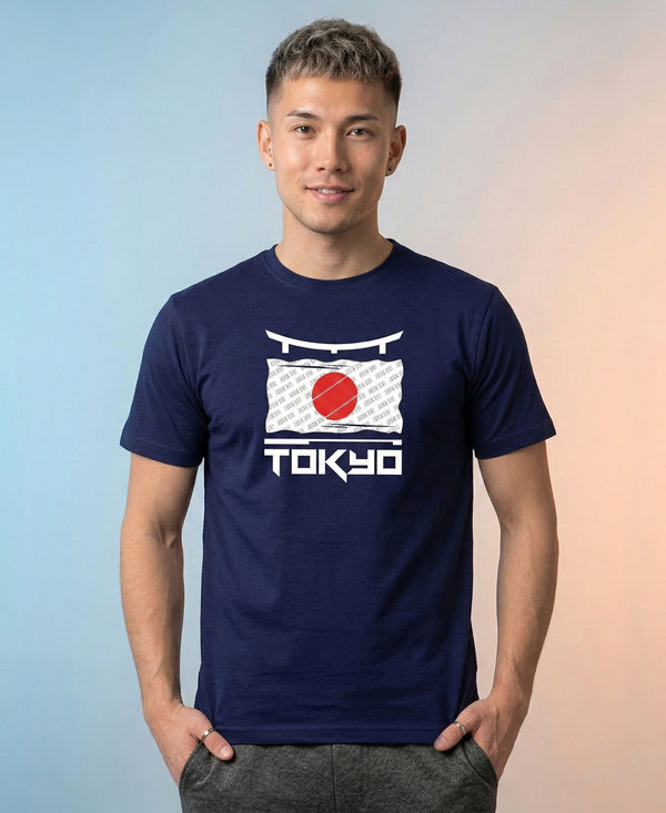 T.T. Men|Graphics Printed Tshirts For Men|Eco Friendly Fabric|Round Neck|Half Sleeves|Cotton Blended Tees For Men|Regular Fit|Big Print|Navy