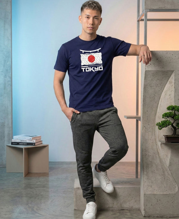 T.T. Men|Graphics Printed Tshirts For Men|Eco Friendly Fabric|Round Neck|Half Sleeves|Cotton Blended Tees For Men|Regular Fit|Big Print|Navy