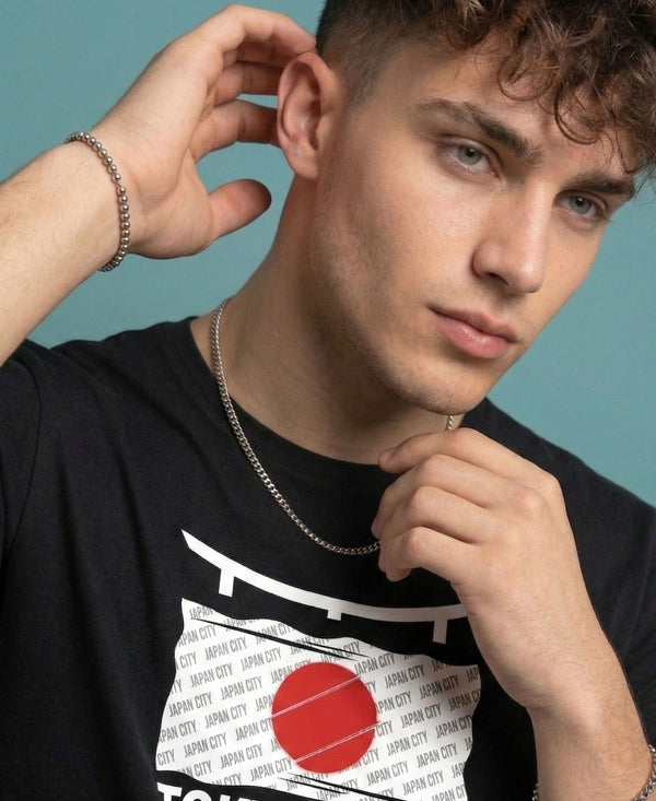 T.T. Men|Graphics Printed Tshirts For Men|Eco Friendly Fabric|Round Neck|Half Sleeves|Cotton Blended Tees For Men|Regular Fit|Big Print|Black