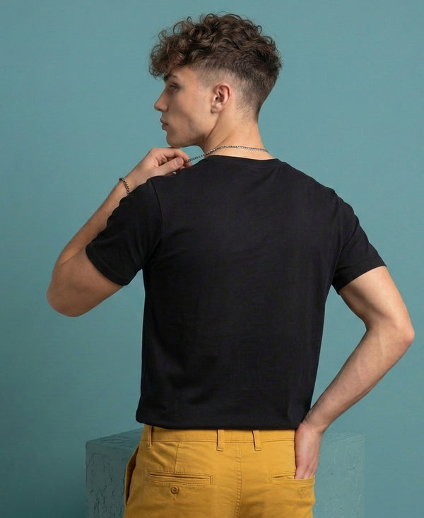 T.T. Men|Graphics Printed Tshirts For Men|Eco Friendly Fabric|Round Neck|Half Sleeves|Cotton Blended Tees For Men|Regular Fit|Big Print|Black