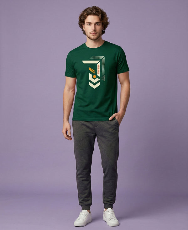 T.T. Men|Graphics Printed Tshirts For Men|Eco Friendly Fabric|Round Neck|Half Sleeves|Cotton Blended Tees For Men|Regular Fit|Big Print|Olive