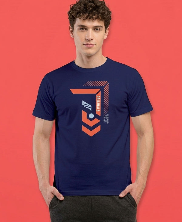 T.T. Men|Graphics Printed Tshirts For Men|Eco Friendly Fabric|Round Neck|Half Sleeves|Cotton Blended Tees For Men|Regular Fit|Big Print|Navy