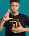 T.T. Men|Graphics Printed Tshirts For Men|Eco Friendly Fabric|Round Neck|Half Sleeves|Cotton Blended Tees For Men|Regular Fit|Big Print|Black