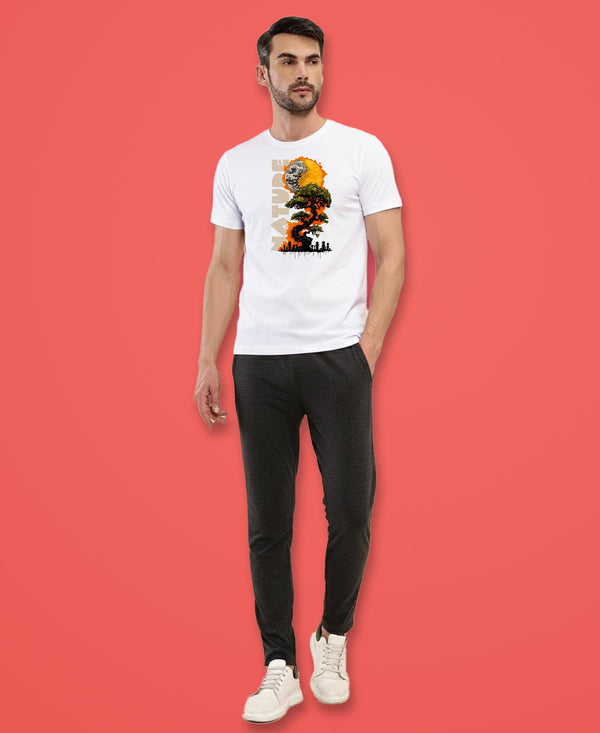 T.T. Men|Graphics Printed Tshirts For Men|Eco Friendly Fabric|Round Neck|Half Sleeves|Cotton Blended Tees For Men|Regular Fit|Big Print|White