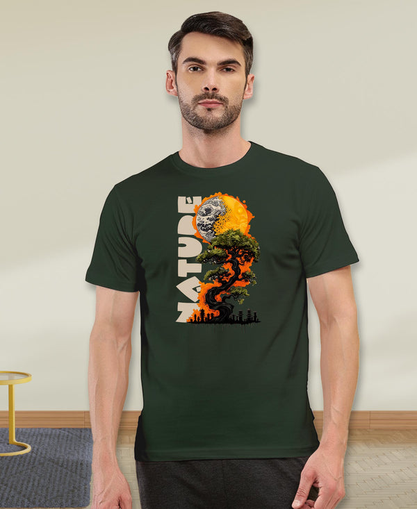 T.T. Men|Graphics Printed Tshirts For Men|Eco Friendly Fabric|Round Neck|Half Sleeves|Cotton Blended Tees For Men|Regular Fit|Big Print|Olive