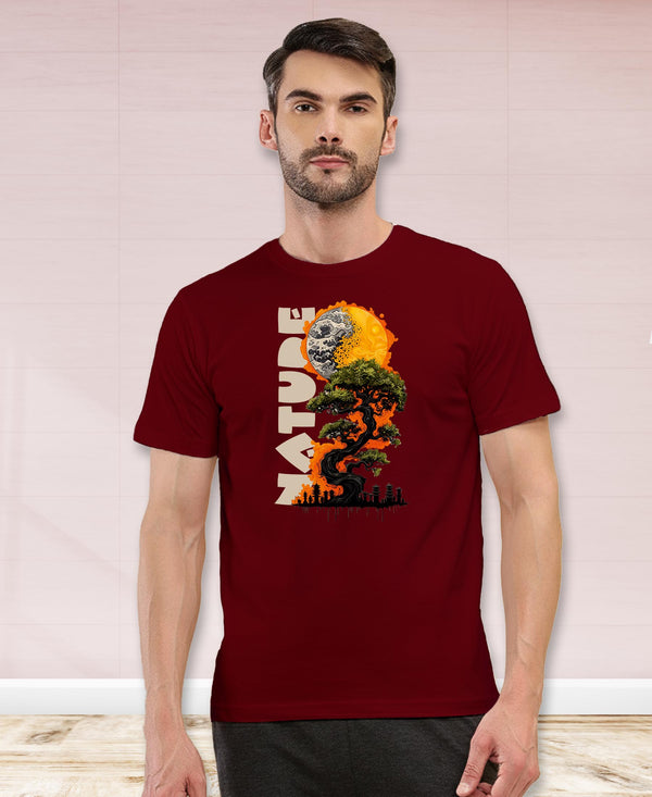 T.T. Men|Graphics Printed Tshirts For Men|Eco Friendly Fabric|Round Neck|Half Sleeves|Cotton Blended Tees For Men|Regular Fit|Big Print|Maroon