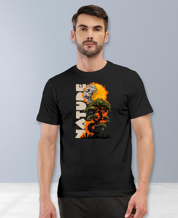 T.T. Men|Graphics Printed Tshirts For Men|Eco Friendly Fabric|Round Neck|Half Sleeves|Cotton Blended Tees For Men|Regular Fit|Big Print|Black