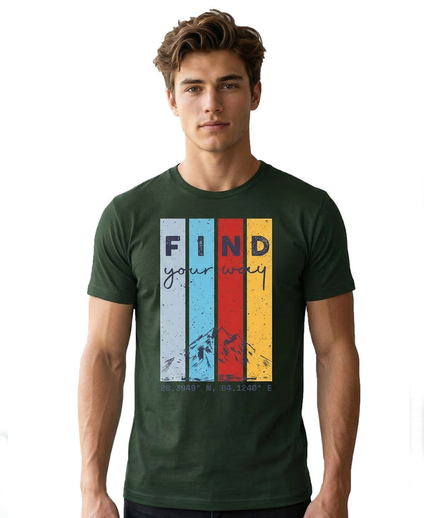 T.T. Men|Graphics Printed Tshirts For Men|Eco Friendly Fabric|Round Neck|Half Sleeves|Cotton Blended Tees For Men|Regular Fit|Big Print|Olive