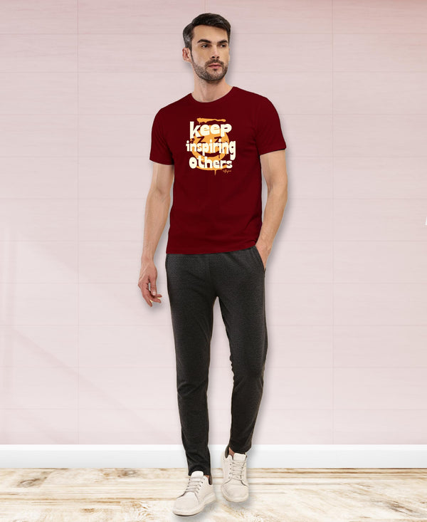 T.T. Men|Graphics Printed Tshirts For Men|Eco Friendly Fabric|Round Neck|Half Sleeves|Cotton Blended Tees For Men|Regular Fit|Big Print|Maroon