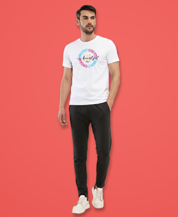 T.T. Men|Graphics Printed Tshirts For Men|Eco Friendly Fabric|Round Neck|Half Sleeves|Cotton Blended Tees For Men|Regular Fit|Big Print|White