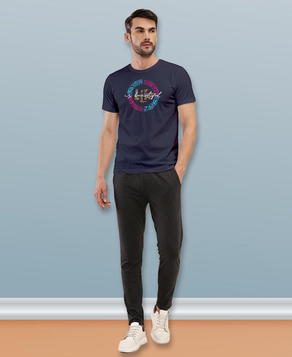 T.T. Men|Graphics Printed Tshirts For Men|Eco Friendly Fabric|Round Neck|Half Sleeves|Cotton Blended Tees For Men|Regular Fit|Big Print|Navy