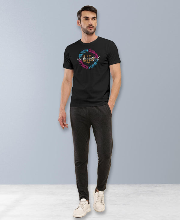 T.T. Men|Graphics Printed Tshirts For Men|Eco Friendly Fabric|Round Neck|Half Sleeves|Cotton Blended Tees For Men|Regular Fit|Big Print|Black